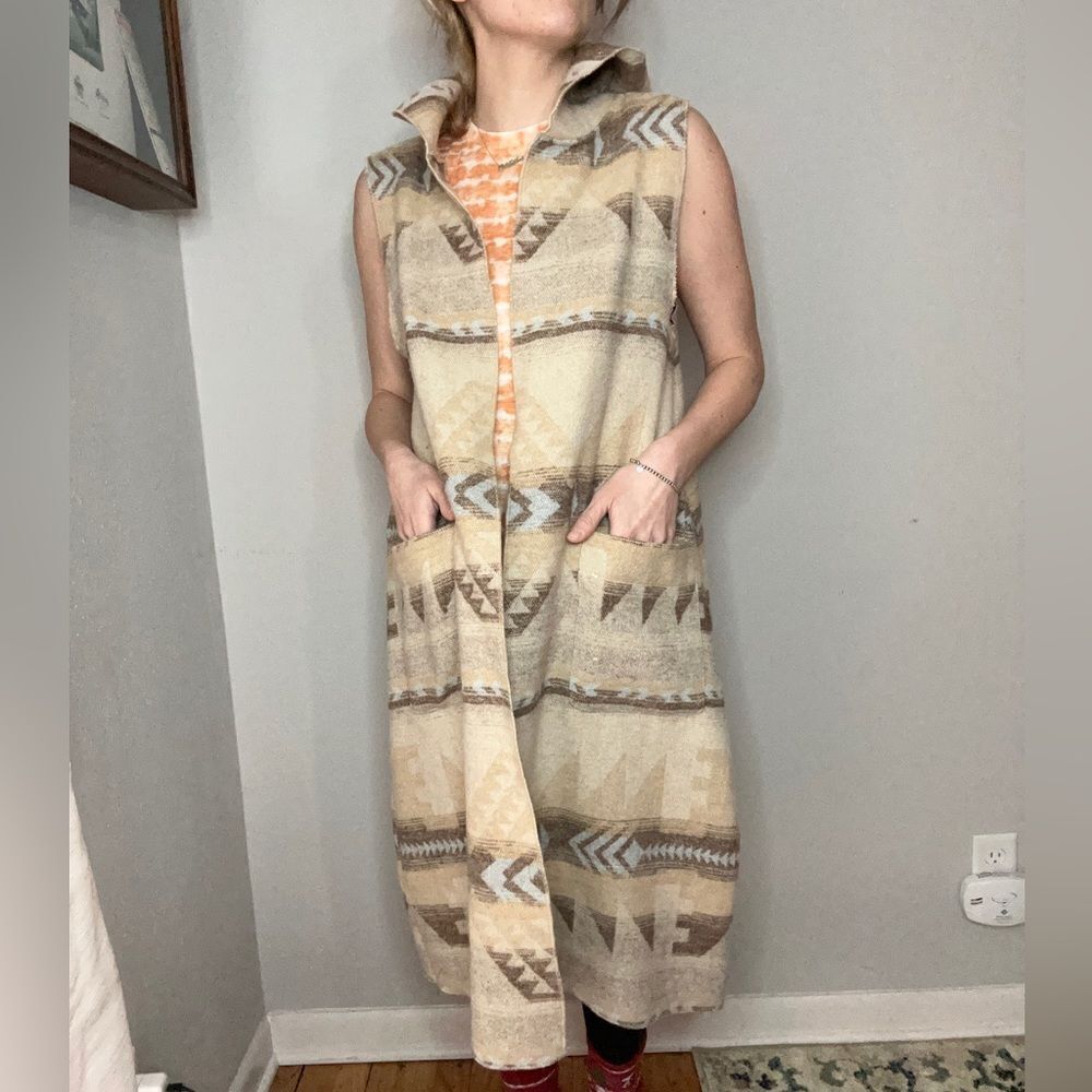 Dylan True Grit Beacon Southwest Hooded Vest Sweater Maxi Cardigan